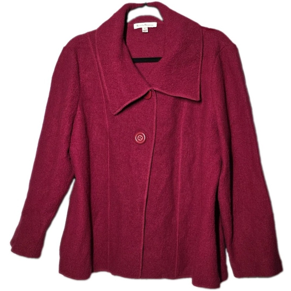 Susan Bristol Vintage Wool Fuchsia Jacket 2 Button Size Large